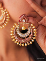 Polki Kundan Pearl Chandbali Earrings β Statement Wedding Earrings