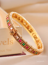 Kundan Pearl Statement Kada Bangle (Openable)