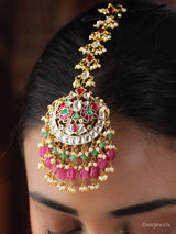 Bridal Kundan Maang Tikka & Pearl Drop Earrings Set