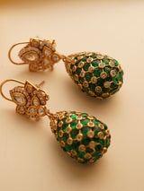 Gold Finish Indian Polki Droplet Earrings