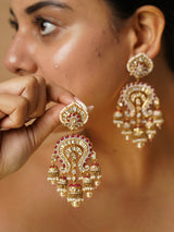 Ravya Polki Pearl Chaandbali Jhumka – Royal Red & Emerald Green Variants