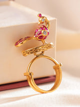 Antique Meenakari Peacock Ring