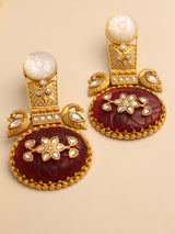 Peacock Carved Gemstone Earrings
