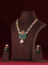 Mrinalika Floral Carved Polki Necklace