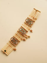 Jadau bracelet with vilandi-style setting and gold-plated floral detailing
