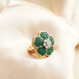 Exquisite Ruby Flower Ring with Diamond