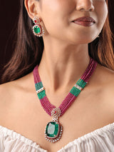 Suhani Emerald Beaded Pendant Necklace Set