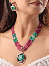 Suhani Emerald Beaded Pendant Necklace Set