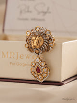 Simha Polki Lion Brooch