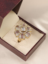 Alankara Polki Cocktail Ring- Adjustable Size