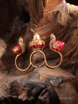 Peacock Royal Kundan Polki Pearl Ring