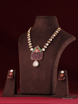 Mrinalika Floral Carved Polki Necklace