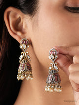 Eshana Long Pearl Drop Jhumka Earrings