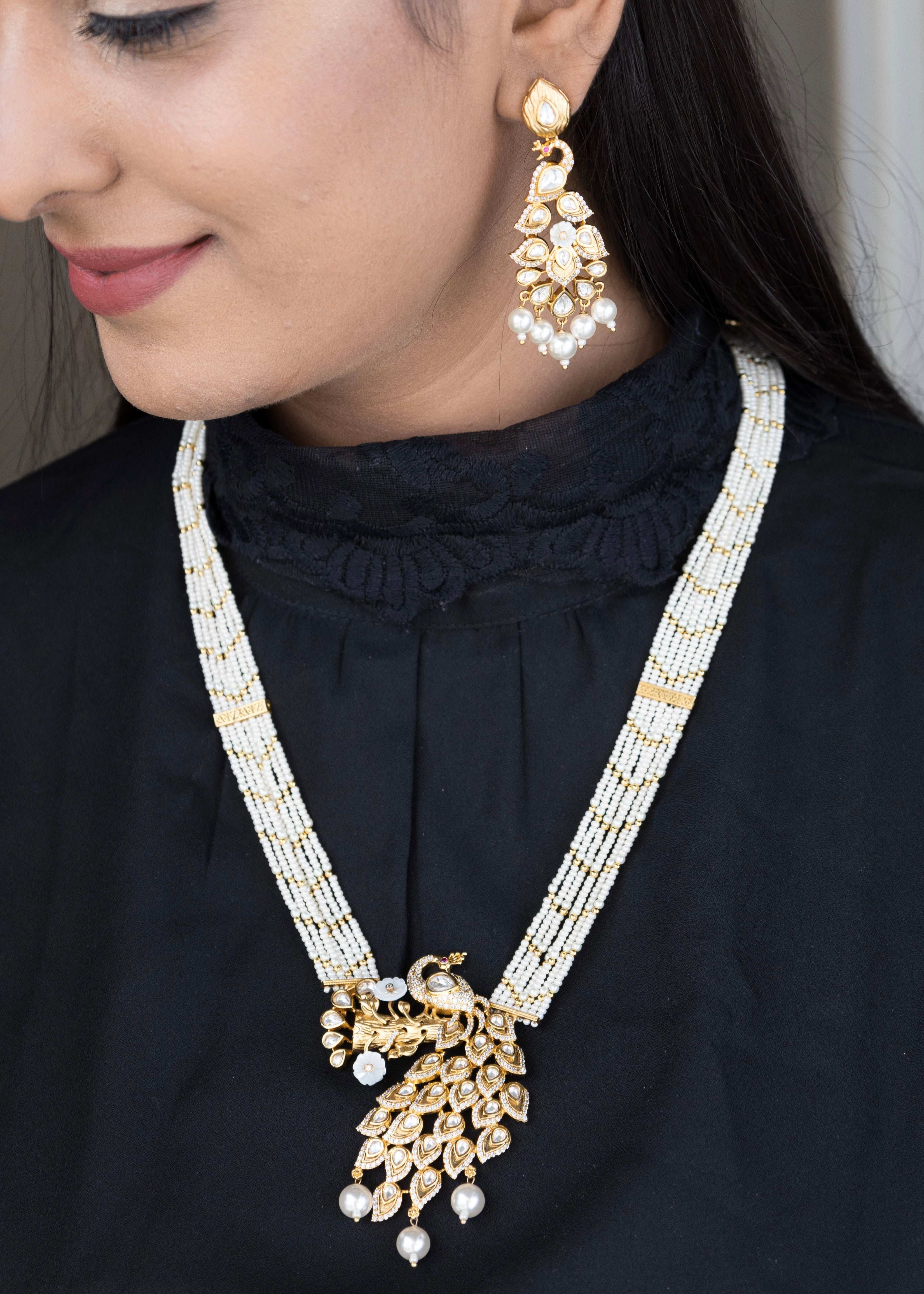 Lavanaya Peacock Pearl Necklace Set