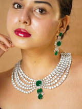 5 layered Diamond Ruby & Emerald Necklace Set
