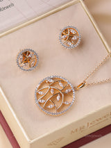 Ishani Floral American Diamond Pendant Set