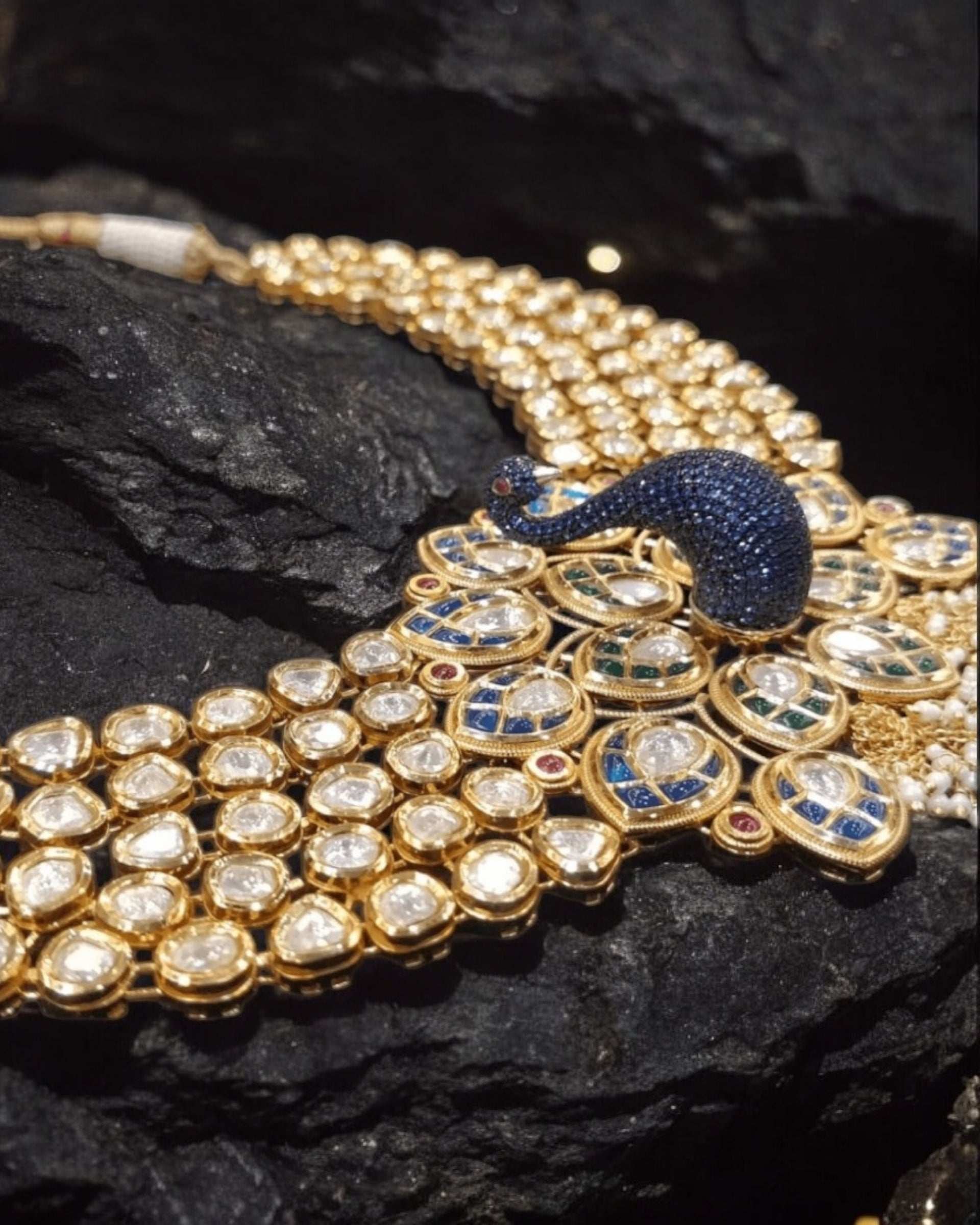 Designer Peacock Set -Premium Kundan Polki