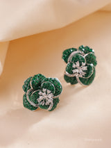 Floral Ruby American Diamond Earrings