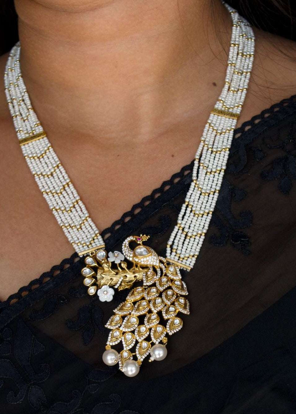 Lavanaya Peacock Pearl Necklace Set