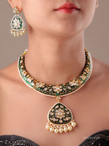 Meenakari Polki Pearl Hasli Necklace Set