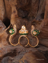 Peacock Royal Kundan Polki Pearl Ring