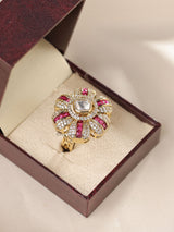 Alankara Polki Cocktail Ring- Adjustable Size
