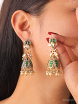 Eshana Long Pearl Drop Jhumka Earrings