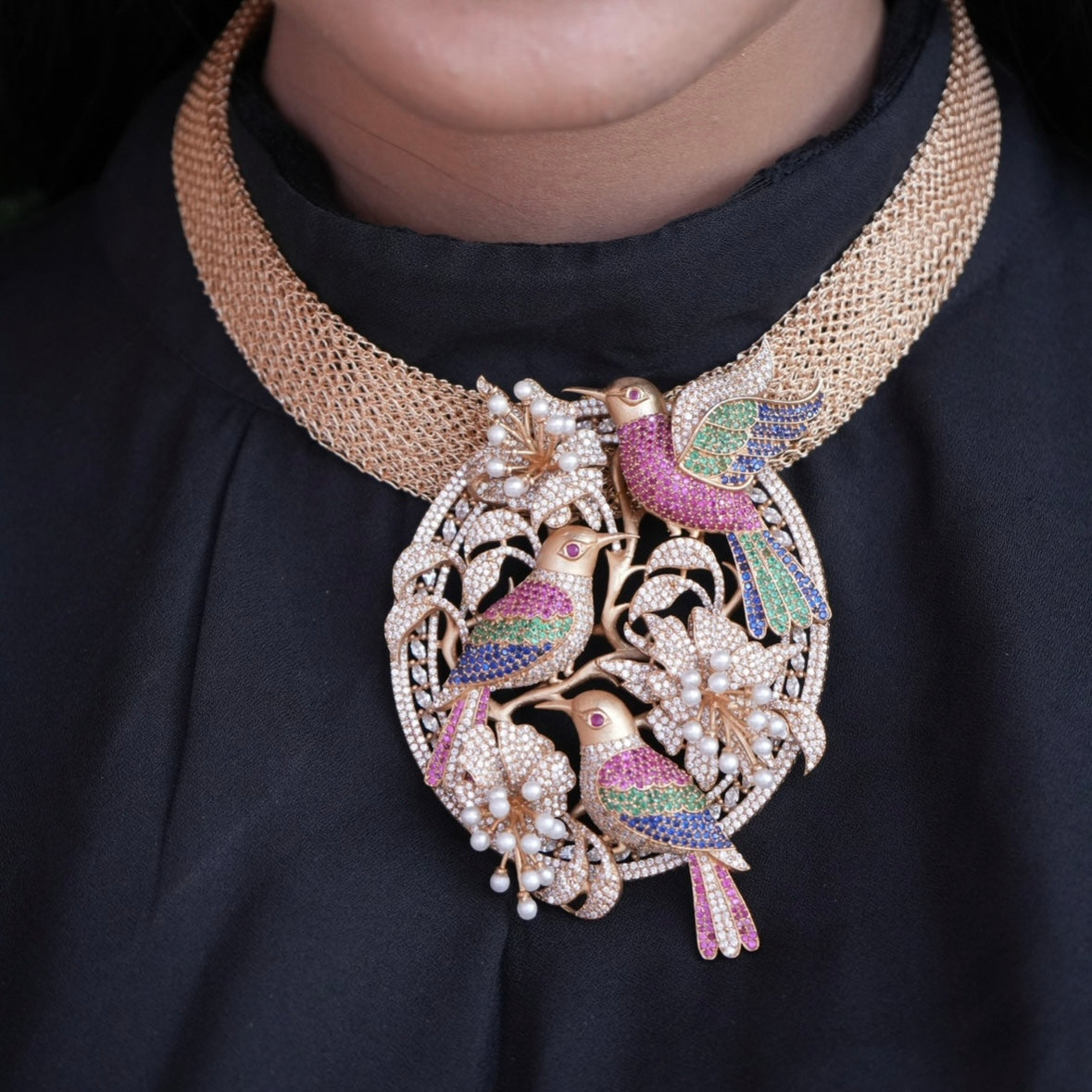 side view of contemporary necklace with minimalist elegance and smooth polish