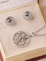 Ishani Floral American Diamond Pendant Set