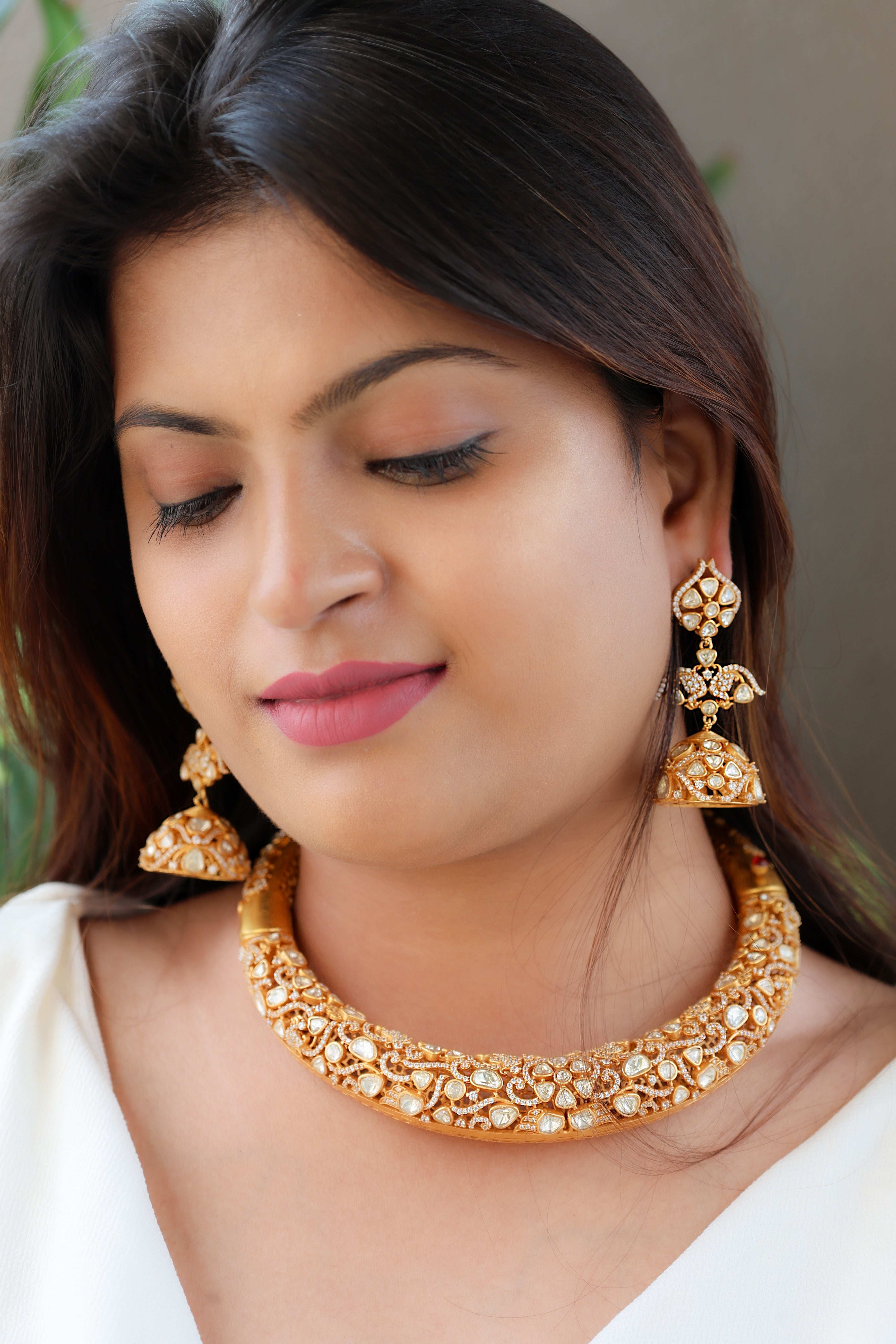 Real Moissanite Hasli Necklace Set