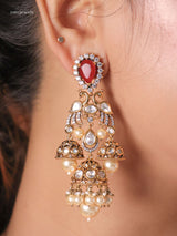 Morni Regal Triple Jhumka Danglers (Ruby/Emerald/Mint)