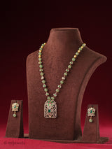 Emerald Pumpkin Beads Pendant Necklace Set