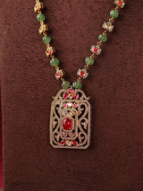 Emerald Pumpkin Beads Pendant Necklace Set