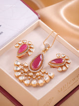 Moissanite Emerald Ruby Pendant Set