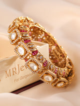 Noorvansh Regal Polki Kada (Emerald / Ruby Edition)