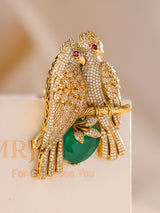Averra Twin Parrot Emerald Brooch
