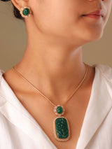 Elara Carved Stone Pendant Set