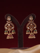 Noor Jharokha Polki Triple Jhumka Earrings