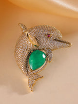 Oceanique Emerald Dolphin Luxe Brooch