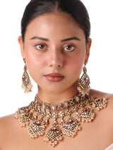 Rajwada Kundan Bridal Set – Grand Choker with Pearls ; Chand Bali Earrings