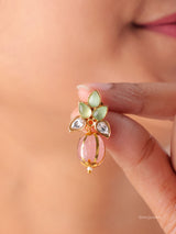 Kundan Floral Crystal Drop Earrings