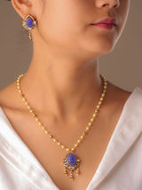 Carved Stone Kundan Pendant Set
