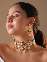 Emerald and Ruby Polki Choker Set (with Earrings)