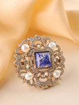 Jaipur Royale Square Polki Pearl Cocktail Ring