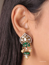 Lotus Meenakari Kundan Jhumka Earrings