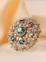 Maharani Navratna Floral Polki Cocktail Ring