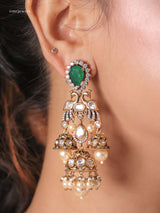 Morni Regal Triple Jhumka Danglers (Ruby/Emerald/Mint)