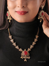 Anvika Polki Pearl Drop Necklace Set