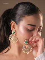 Gulabi Meenakari Kundan Chandbalis