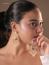 Mayuri Kundan Peacock Pearl Dangler Earrings